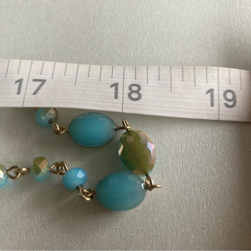 2 Gold tone-Accent Aqua Beaded Long preloved Necklace - Picture 8 of 8